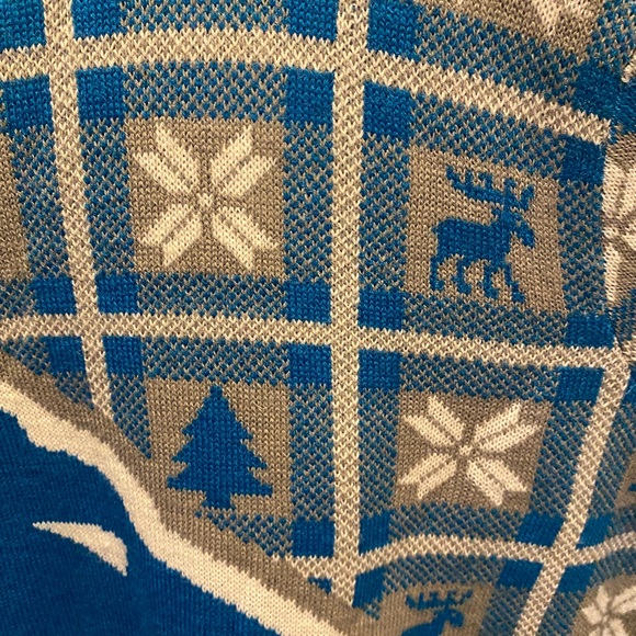 Men's Detroit Lions Blue Big Logo Pullover Christmas Sweater - NFL Team Apparel - Picture 4 of 7